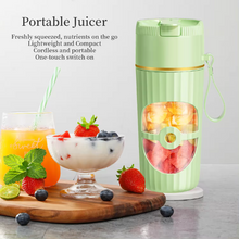 Lade das Bild in den Galerie-Viewer, Tragbarer Mini Entsafter 450ml kabellos | elektrischer Smoothie &amp; Milchshake Maker mit Strohhalm | Mixer To Go mit USB-Anschluss | für Küche, Reise, unterwegs, Picknick, Büro
