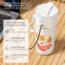 Charger l&#39;image dans la galerie, Mini extracteur de jus portable 450ml sans fil | blender à smoothie et milkshake électrique avec paille | Mixeur à emporter avec port USB | pour la cuisine, les voyages, les déplacements, le pique-nique, le bureau
